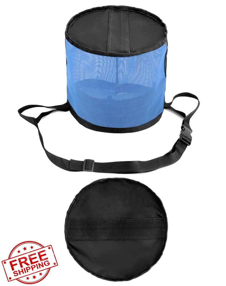 QWORK Horse Feed Bag Blue Mesh Grain Feeder Muzzle