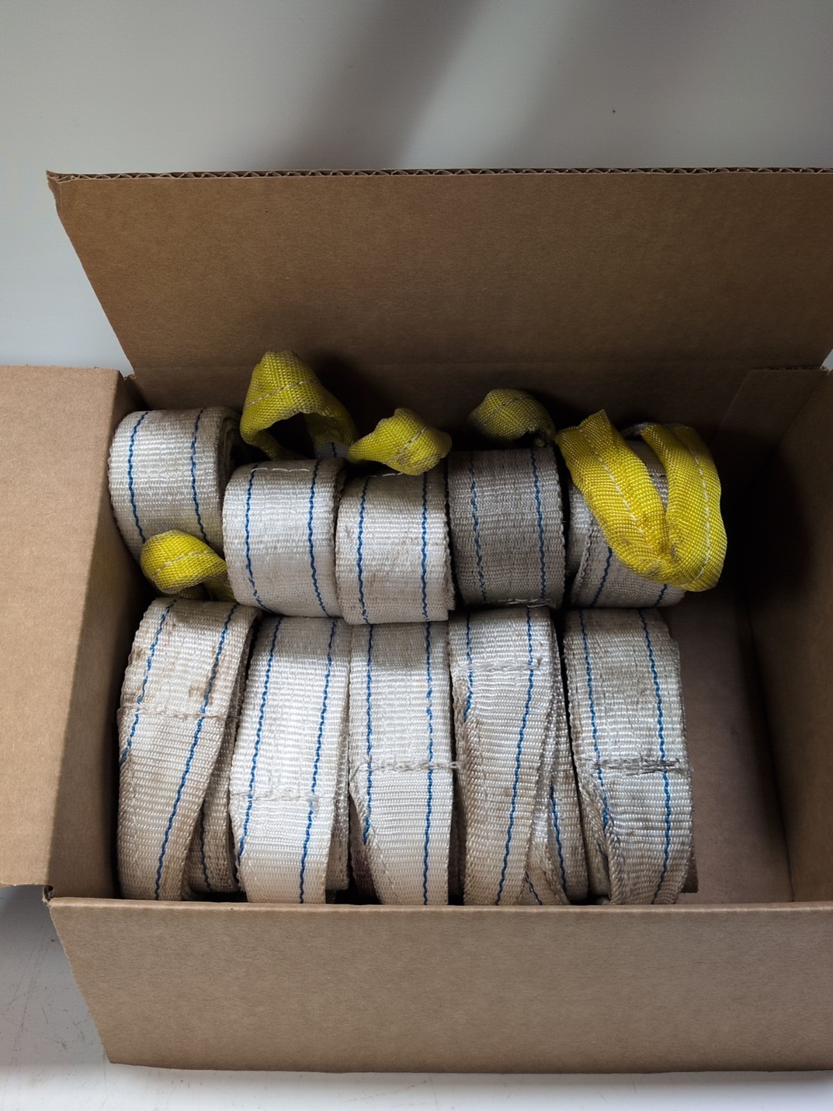 (Lot of 10) Nylon Lifting Sling / Eye to Eye Sling 2" x 5' 2-Ply yellow ends