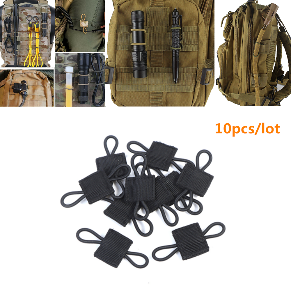 10pcs PTT Retainer Tactical MOLLE Webbing Strap Antennas Cable Organizer US