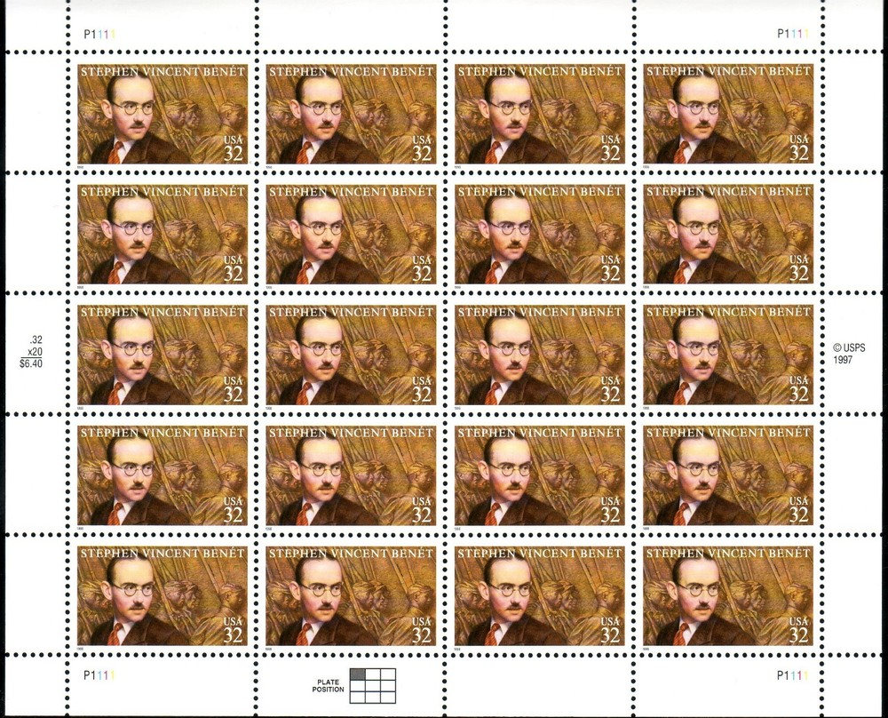 #3221 STEPHEN BENET. MINT SHEET. F-VF NEVER HINGED.