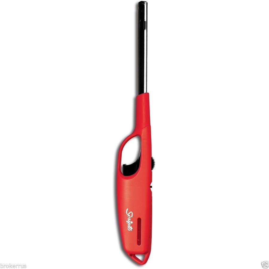Scripto multi purpose BUTANE LIGHTER barbeque grill fireplace Aim and Flame Red