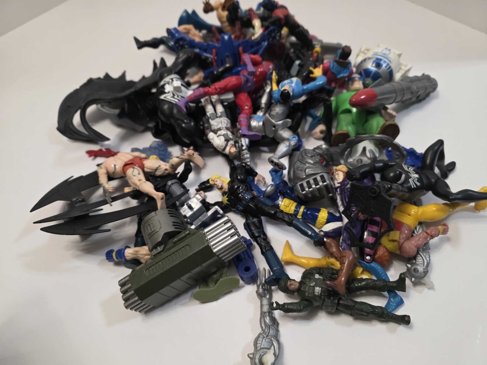Mixed Lot of Junk Action Figures and Toys, Plastic Unboxed Missing Junk Toy Box