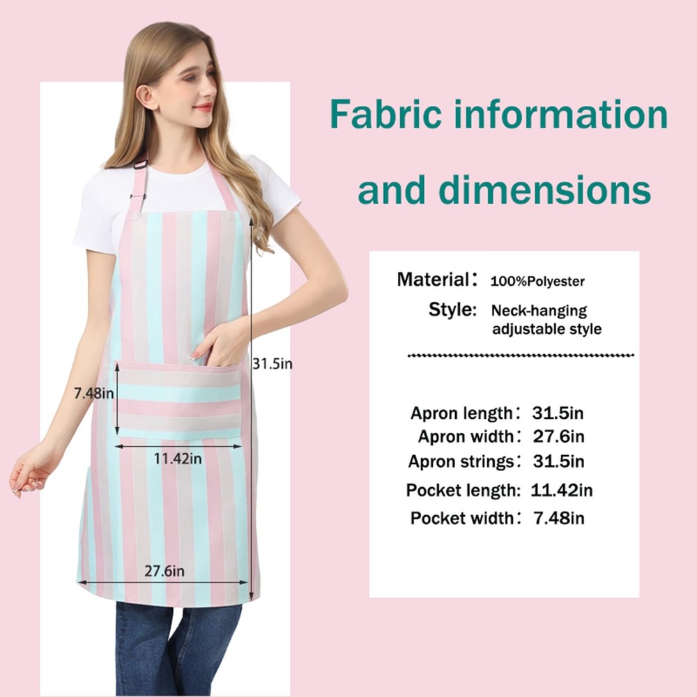2-piece kitchen aprons, adjustable neck strap waterproof aprons with pocket d...