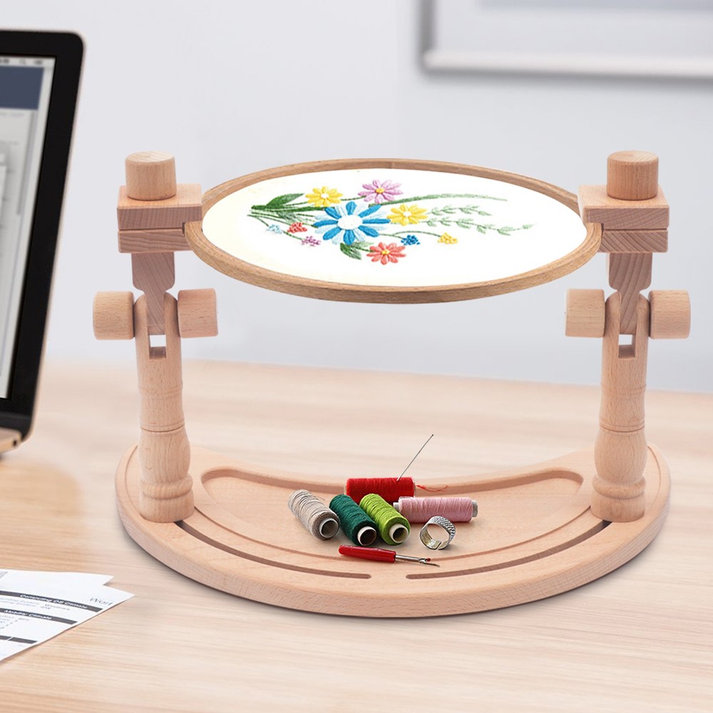 Moon Shape Embroidery Stand Adjustable Angle Desktop Frame for Needlework Craft