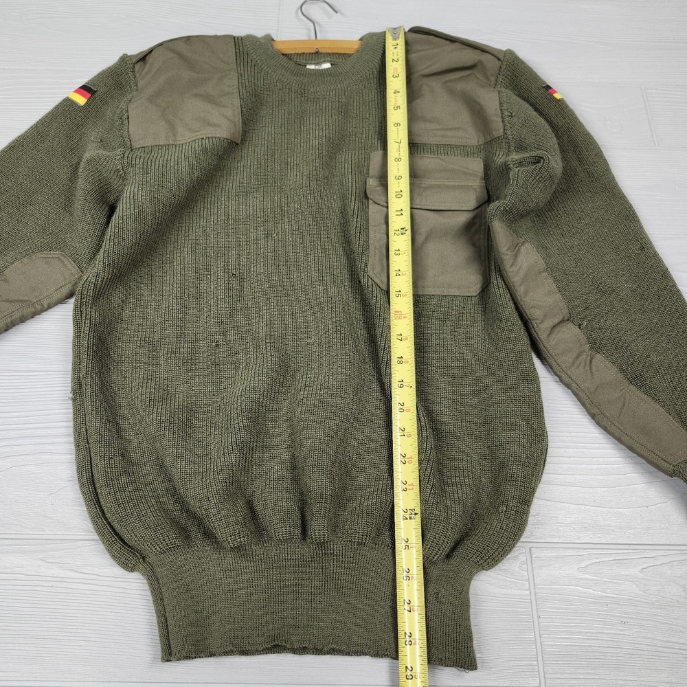 German Military Commando Sweater Pullover Flags Wool Blend H50 Size L Distressed