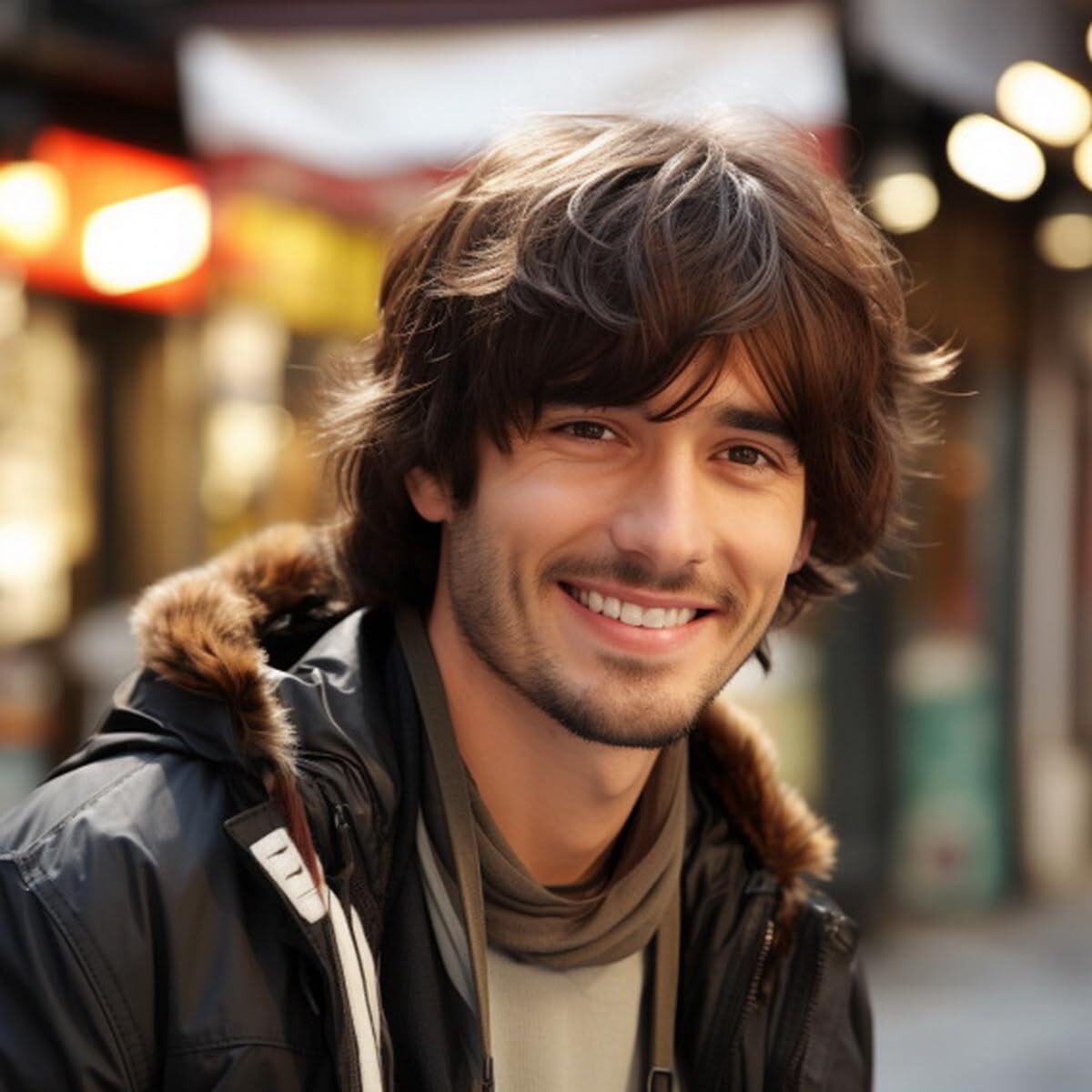 Men's Short Brown Wig Natural Fluffy Synthetic Hair Wig Heat Resistant Daily USA