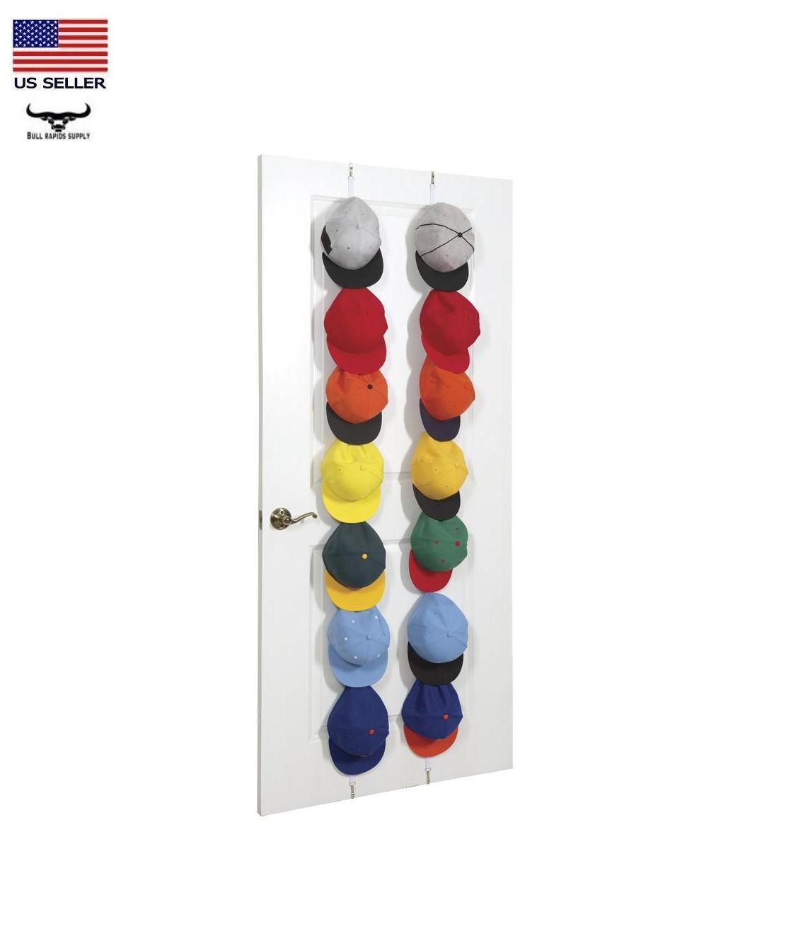 2 Pack Over-the-Door Adjustable Cap Caddy Hat Rack Organizer Holds 32 Ball Caps