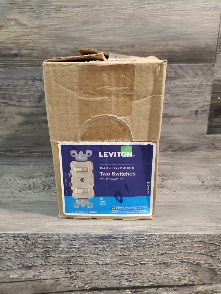 10 Pack Leviton Ivory Dual Light Switch Duplex Toggle 15A Single Pole 5224-2I