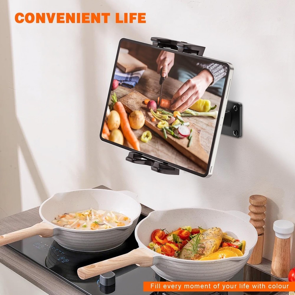Adjustable Wall-Mounted Tablet Holder - 360° Rotation for Optimal Viewing