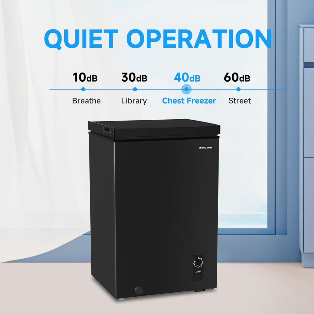 Compact 3.5 Cu.Ft Chest Freezer with Adjustable Thermostat & Removable Basket