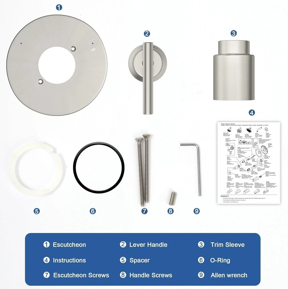 Elegant Single-Function Shower Trim Kit in Brushed Nickel Finish - Easy Install