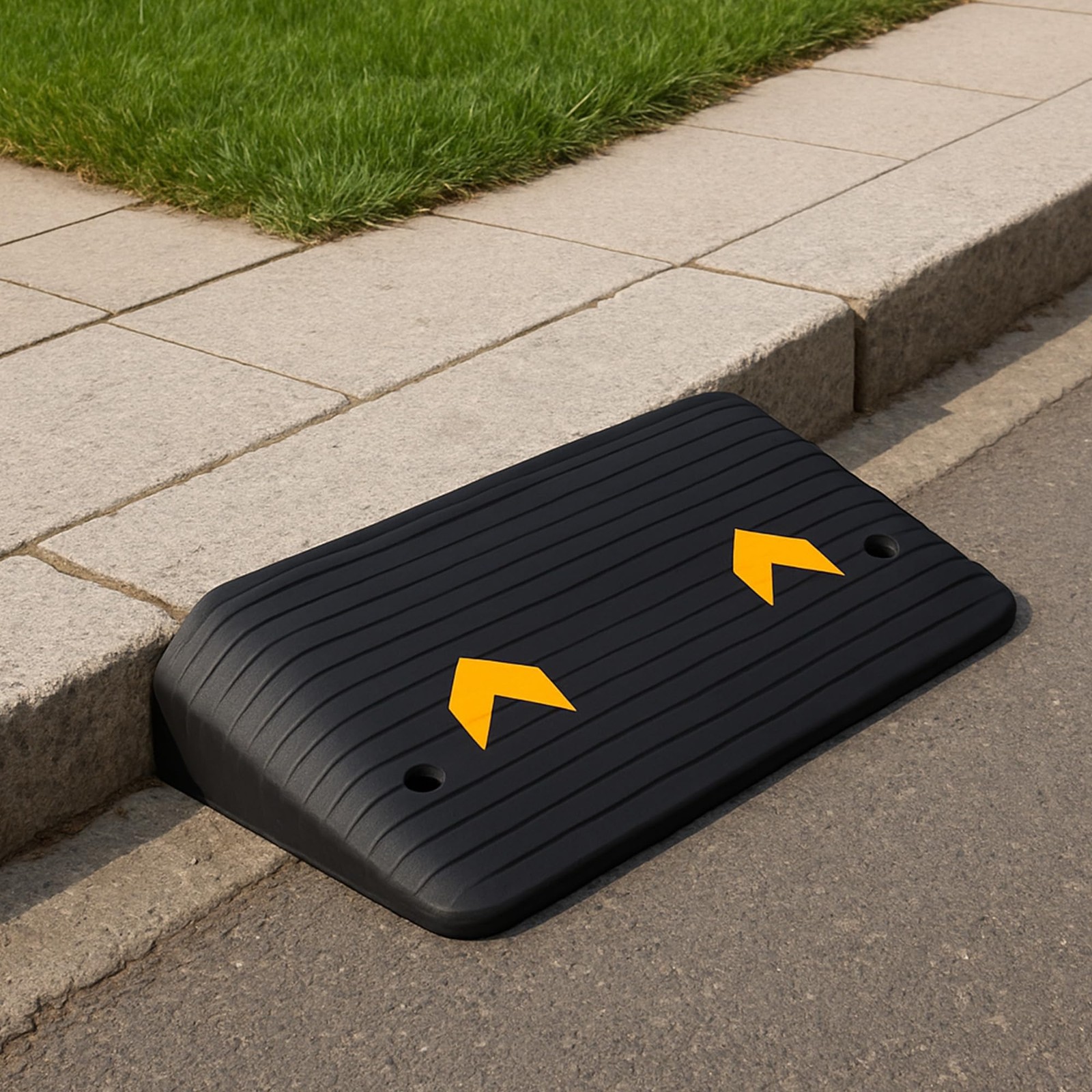 3.5 Inch Raised Rubber Threshold Ramp Cuttable Door Ramp, Portable Non-Slip Ramp