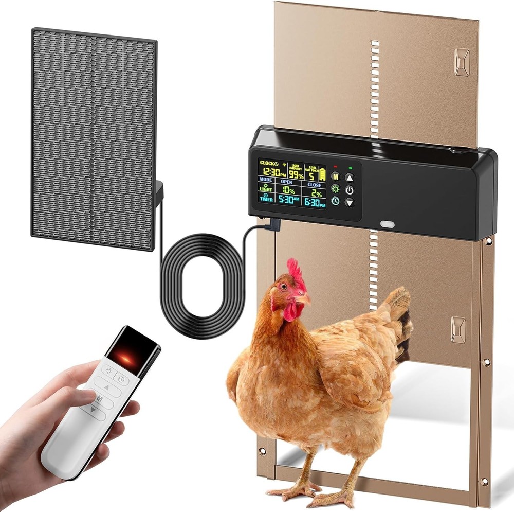 Solar Automatic Chicken Coop Door Opener with Timer Light Sensor Remote Control