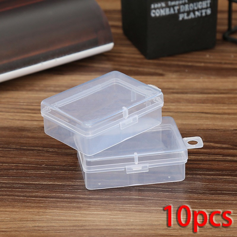 10pcs Small Clear Plastic Rectangular Storage Box Jewelry Beads Container Case