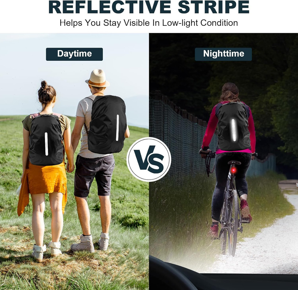 2 Pack Waterproof Rain Cover for Backpack, Reflective Rainproof Protector for An