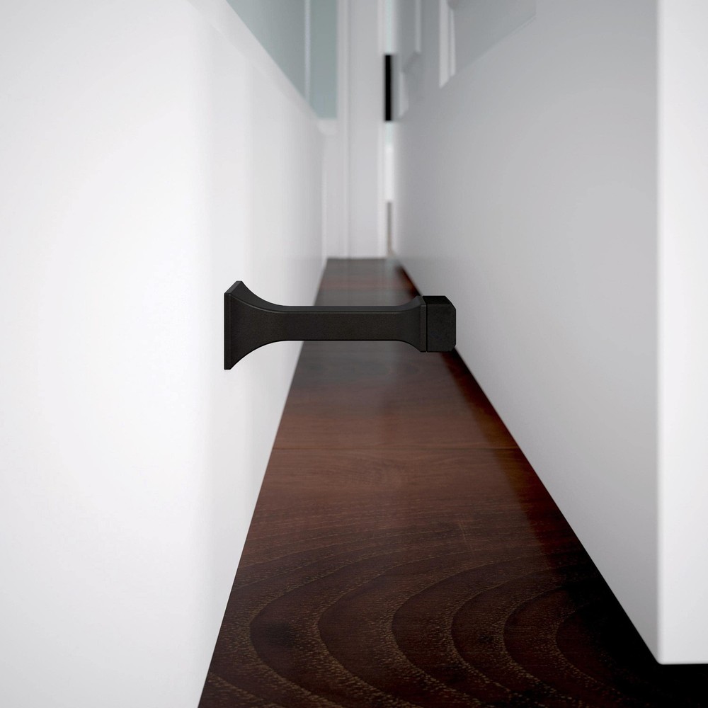 Classic Edge (5-Pack) Door Stop 3' Matte Black Stoppers, Baseboard, Solid Rig...