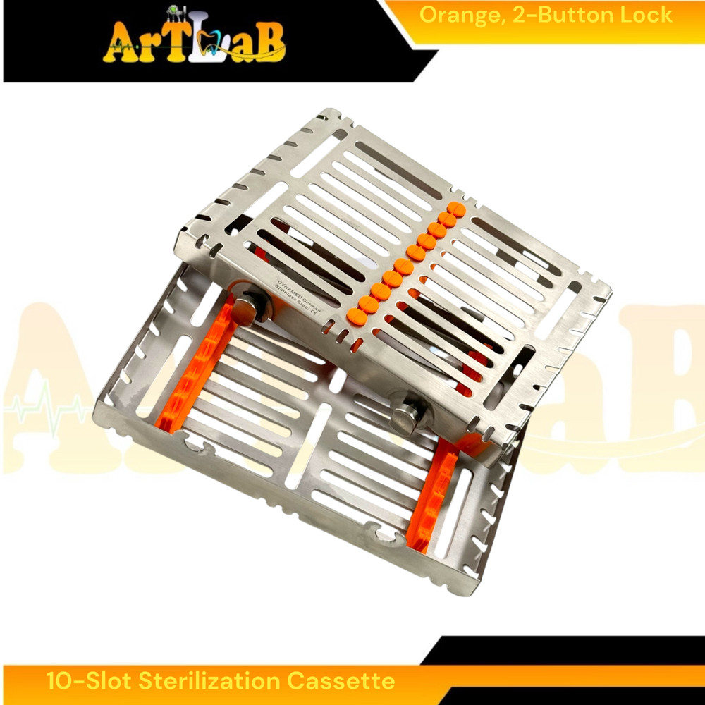 2pcs Sterilization Rack Box with Detachable Lids & Button Locks, 10 Slot Each