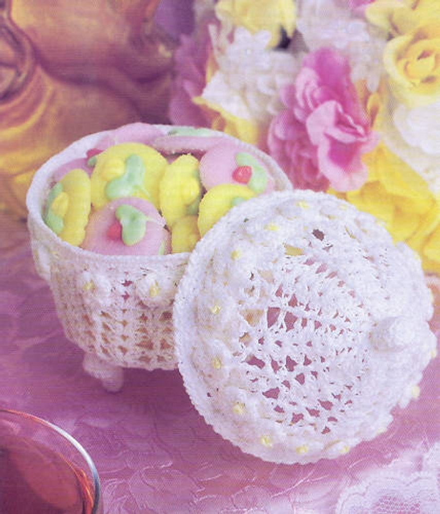 PRETTY Footed Dish/Decor/Crochet Pattern INSTRUCTIONS ONLY