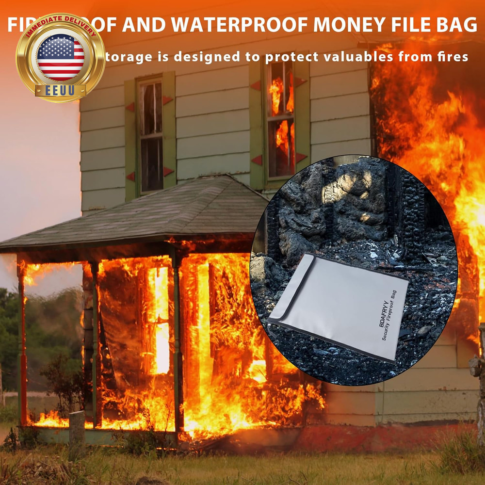 3 Pcs Fireproof Waterproof Money Important Document Bag(2000℉),Fire Proof Bag fo