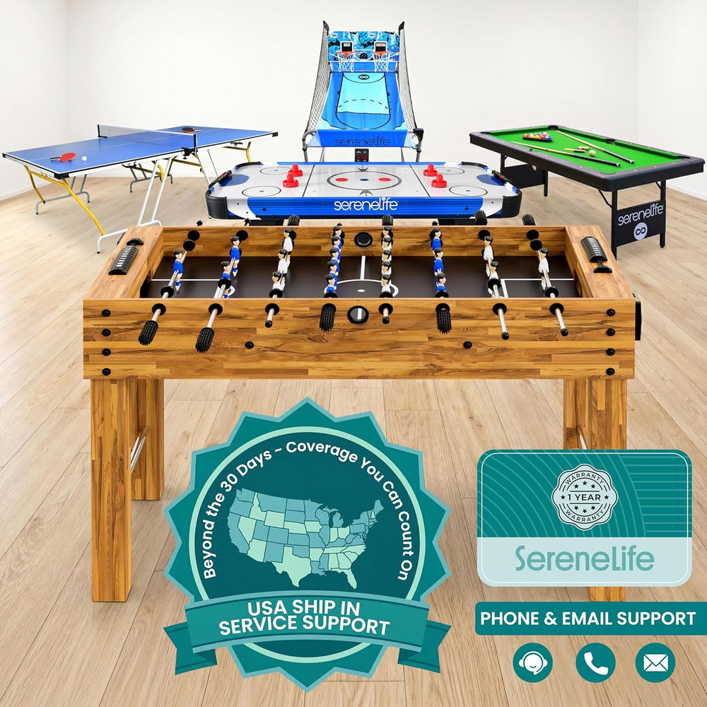 48In Competition Sized Foosball Table - Height Adjustable Arcade Soccer Set for