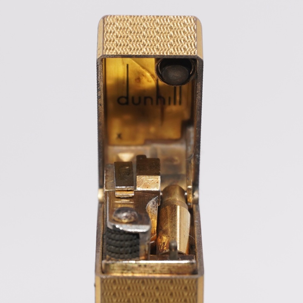 Dunhill Lighter Gold plate Basket Check Pattern_Ultrasonically cleaned_Working