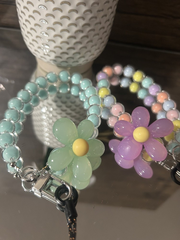 2 Small Mobile Phone Straps Wrist Strap Charm Beaded Flower Candy 🌸🌸🌺