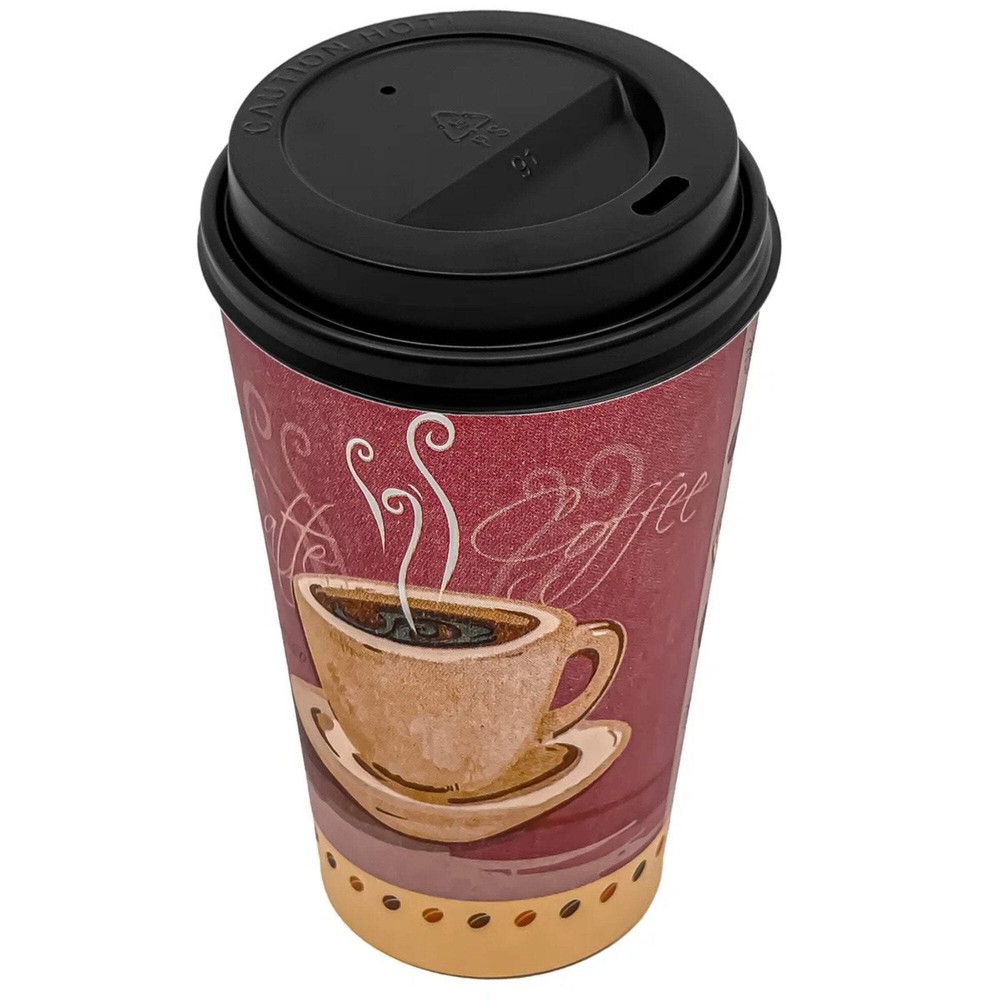 16oz Colored Heaven Hot Cups with Black Lids: 4 Pack