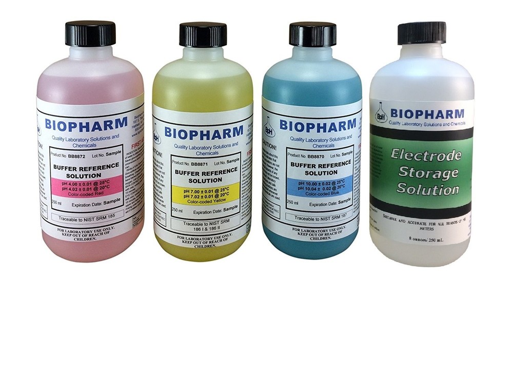 pH Buffer Calibration Solution Kit 4-Pack — 250 mL (8.4 fl oz) Each: pH 4.00 ...
