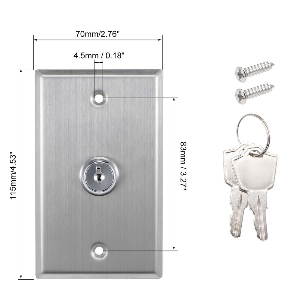 Switch Lock On/Off Key Switch Emergency Door Release DPST Panel Mount w 2 Keys