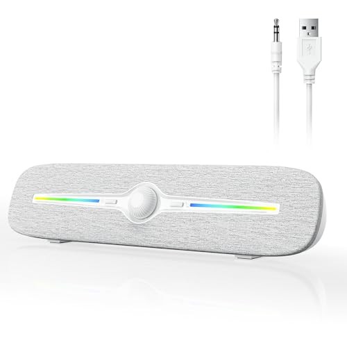 Computer Speakers for Desktop, USB Powered Bluetooth PC White Aux & Bluetooth