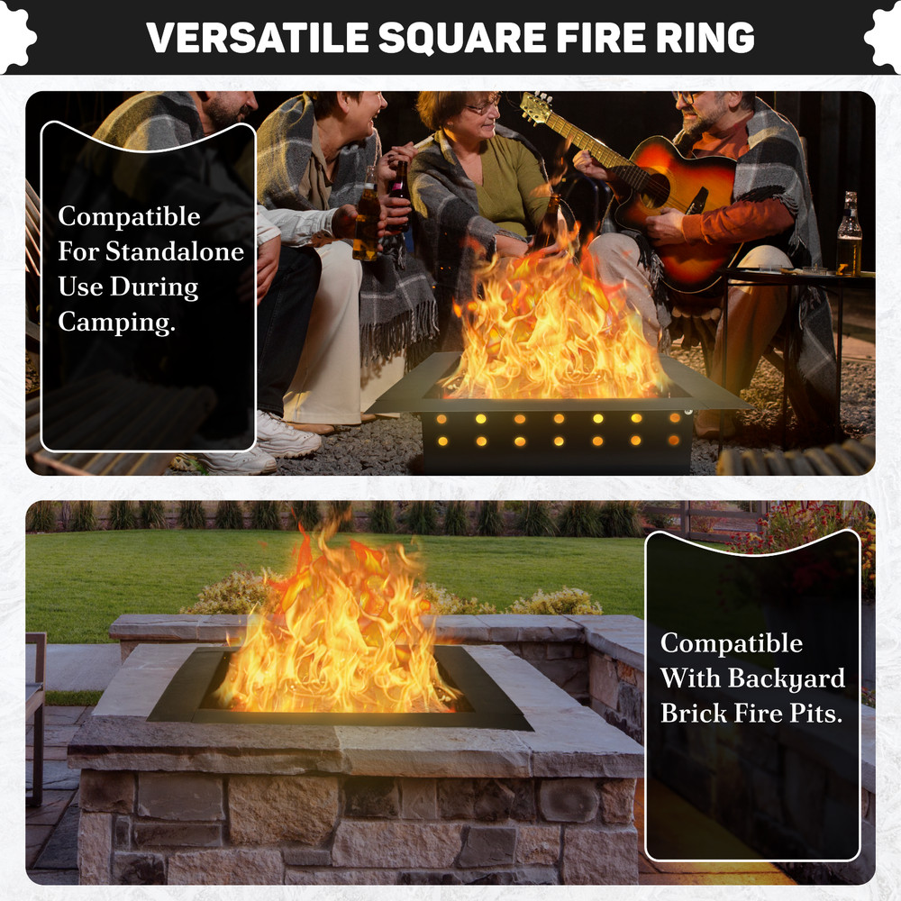 FEBTECH Square Smokeless Fire Pit Insert – 32" Square Portable Carbon Steel