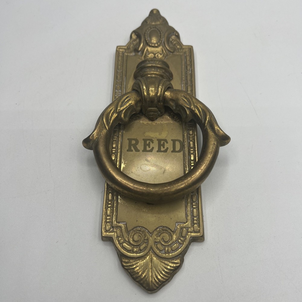 Brass Door Knocker Monogrammed Reed Antique