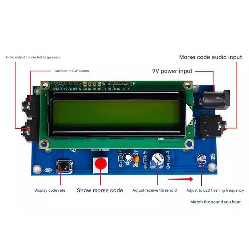 CW Trainer Morse Code Decoder Keyer Interpreter DIY Electronic Component Kit SET