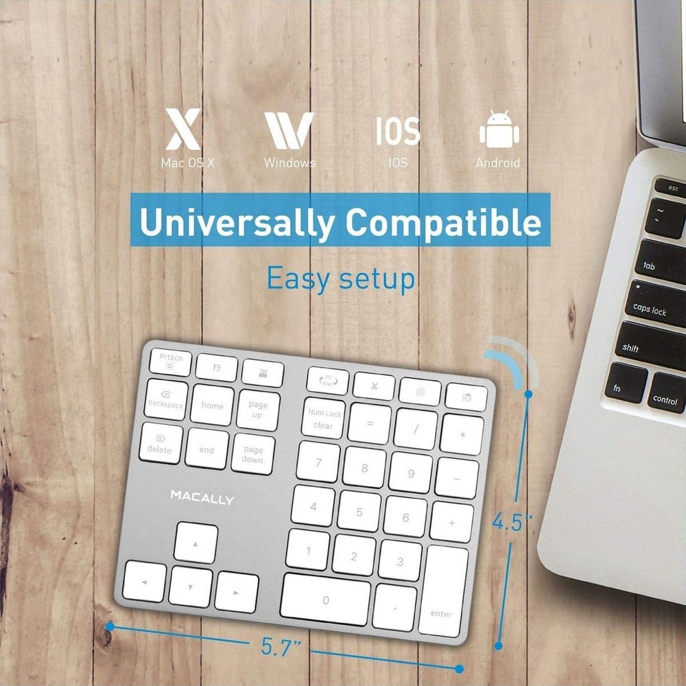 Macally Wireless Number Pad for Mac & PC and a Wireless Bluetooth Mouse, Work...