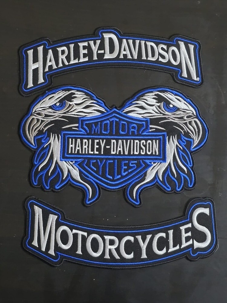 Harley-Davidson Double Eagle Blue 3-Piece Back Patch Set