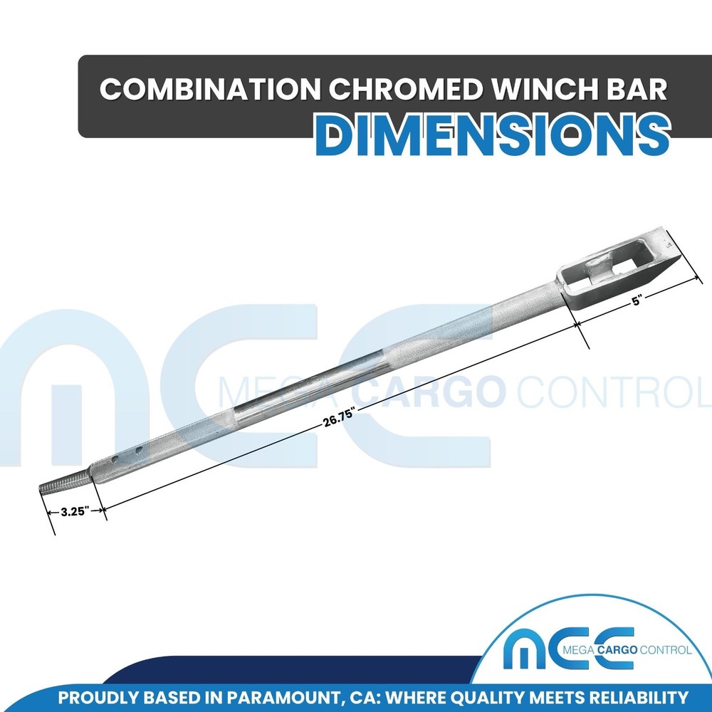 2 Pack Chrome 35" Combination Winch Bar for Flatbed Trailer Tie Down Strap