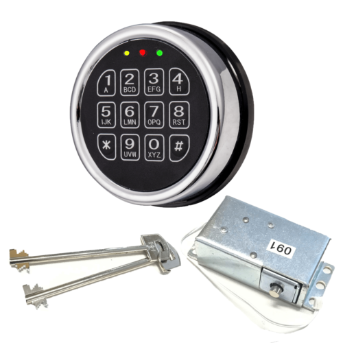 Gun Safe Lock Replacement Solenoid Safe Lock With 2 Keys Chrome Keypad
