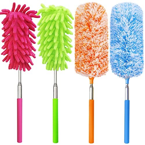 4 pcs Extendable and Washable Microfibre Feather Duster,13" to 30" Reachable,