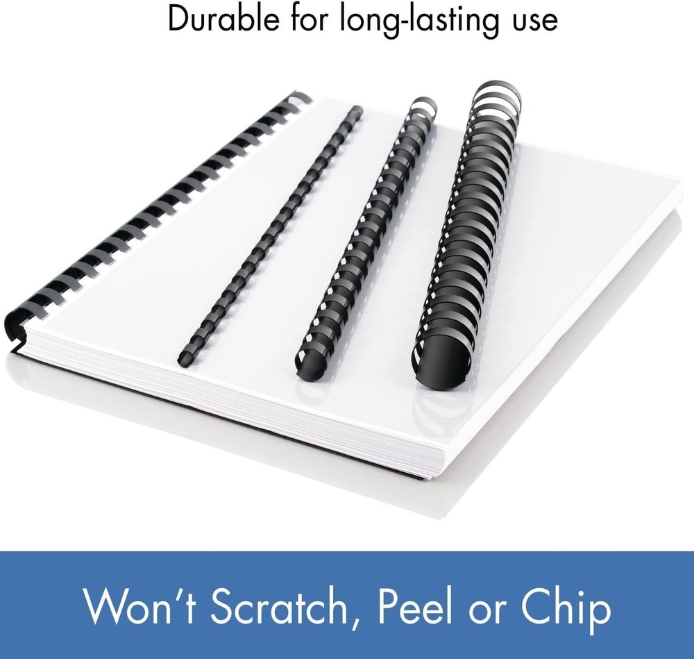 Durable 3/4" CombBind Binding Spines - Black 125 Pack for Document Organization