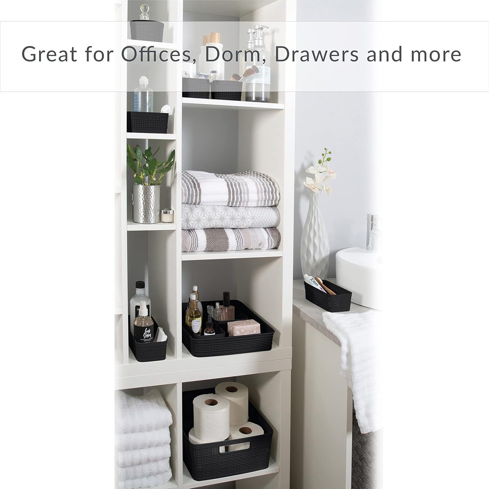 Simplify 5 Piece Organizing Set | Multiple Size Bins | Multipurpose | Black