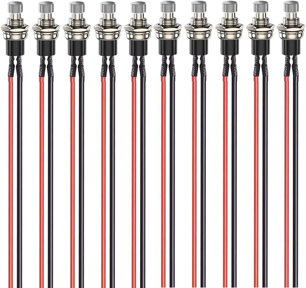 Gebildet 10pcs 7mm Prewired Mini Momentary Push Button