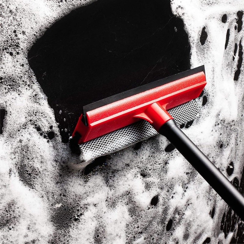 Car Window Squeegee W/ Scrubber Lightweight Multi-Functional Cleaning Tool New