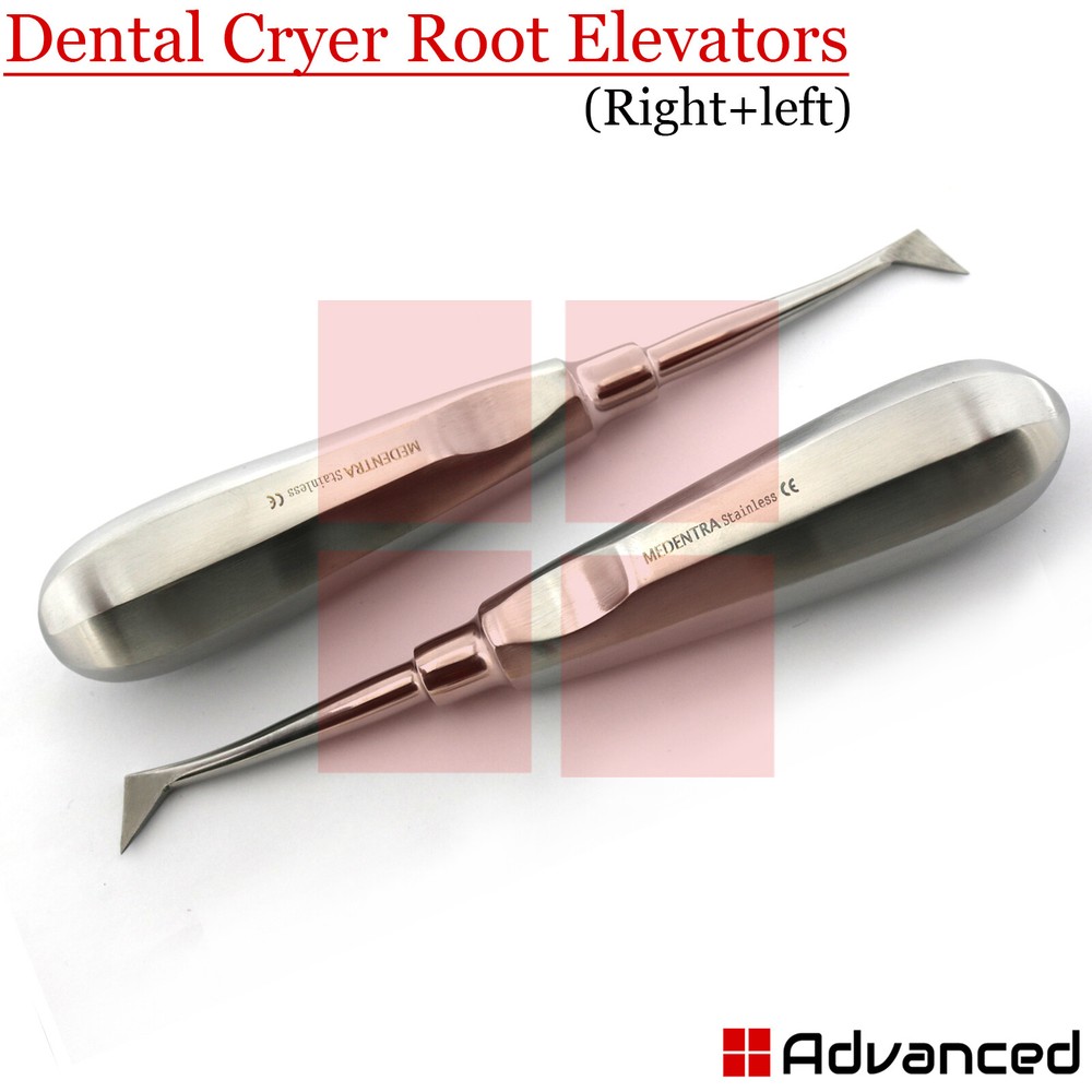 Dental Cryer Elevators Left + Right Tooth Extracting Extraction Surgery Set Of 2