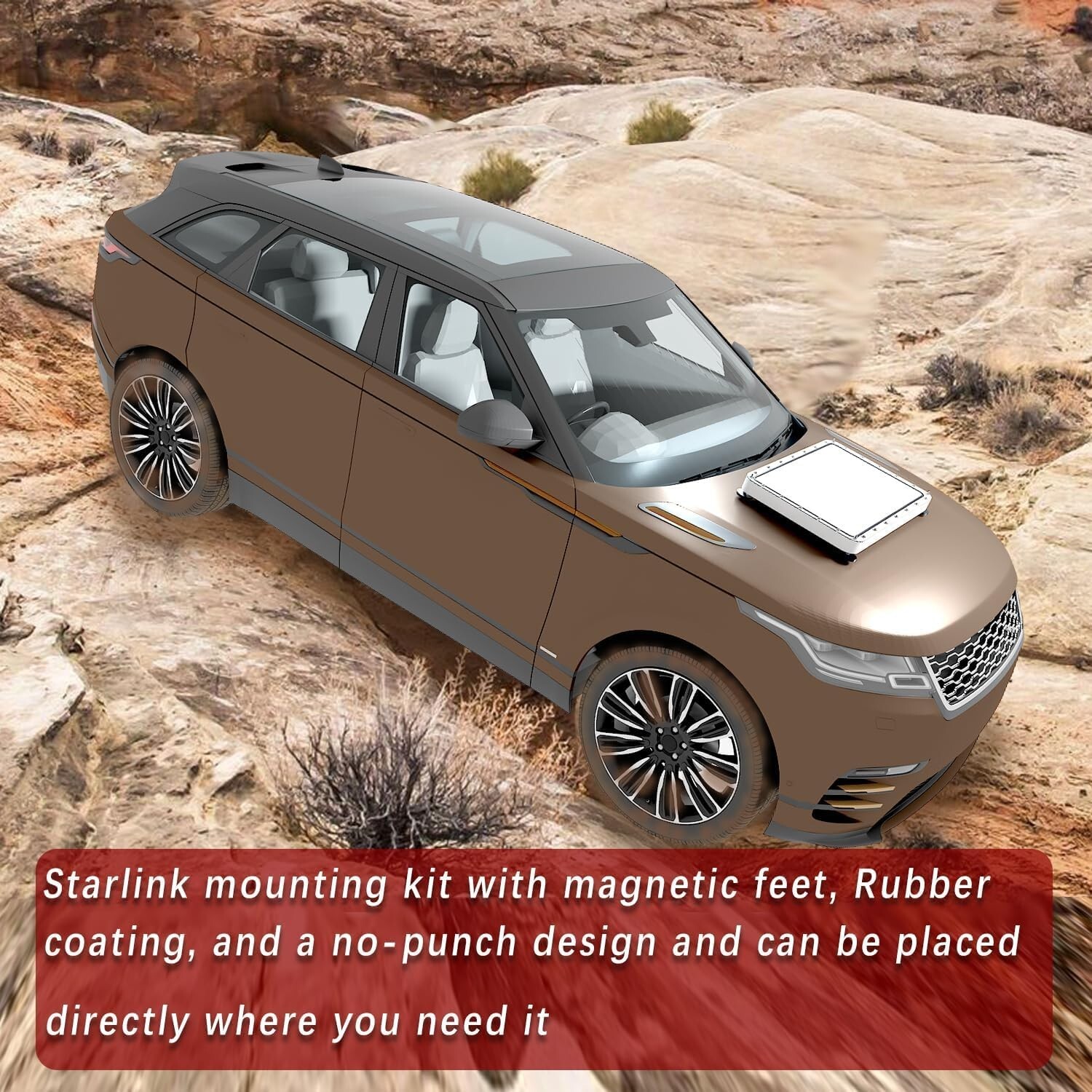 Flat Mount Low Profile Starlink Mount with Magnetic Feet, Starlink Mounting Kit