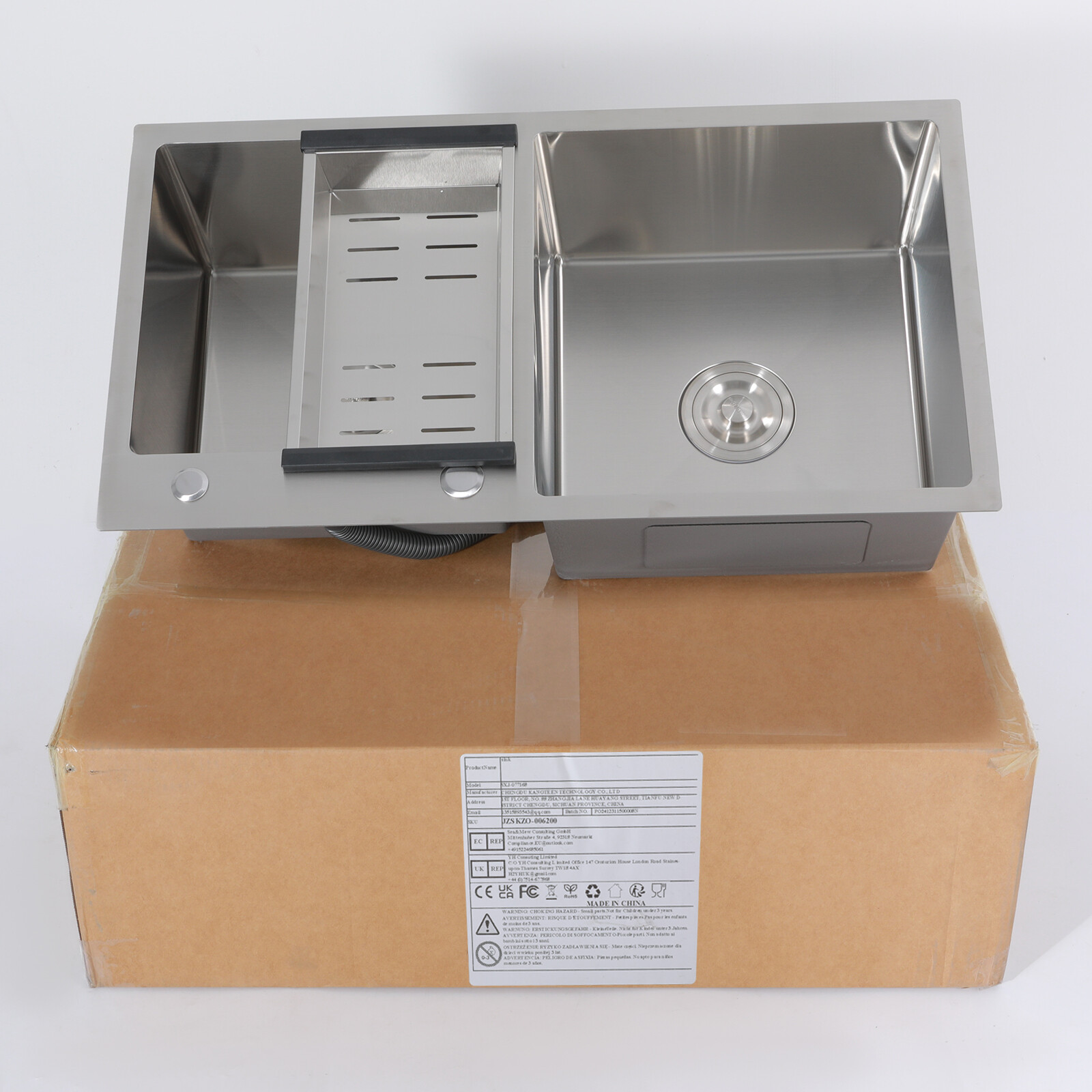 Stainless Steel Kitchen Sink Double Bowl Kitchen Sink with Drain Basket