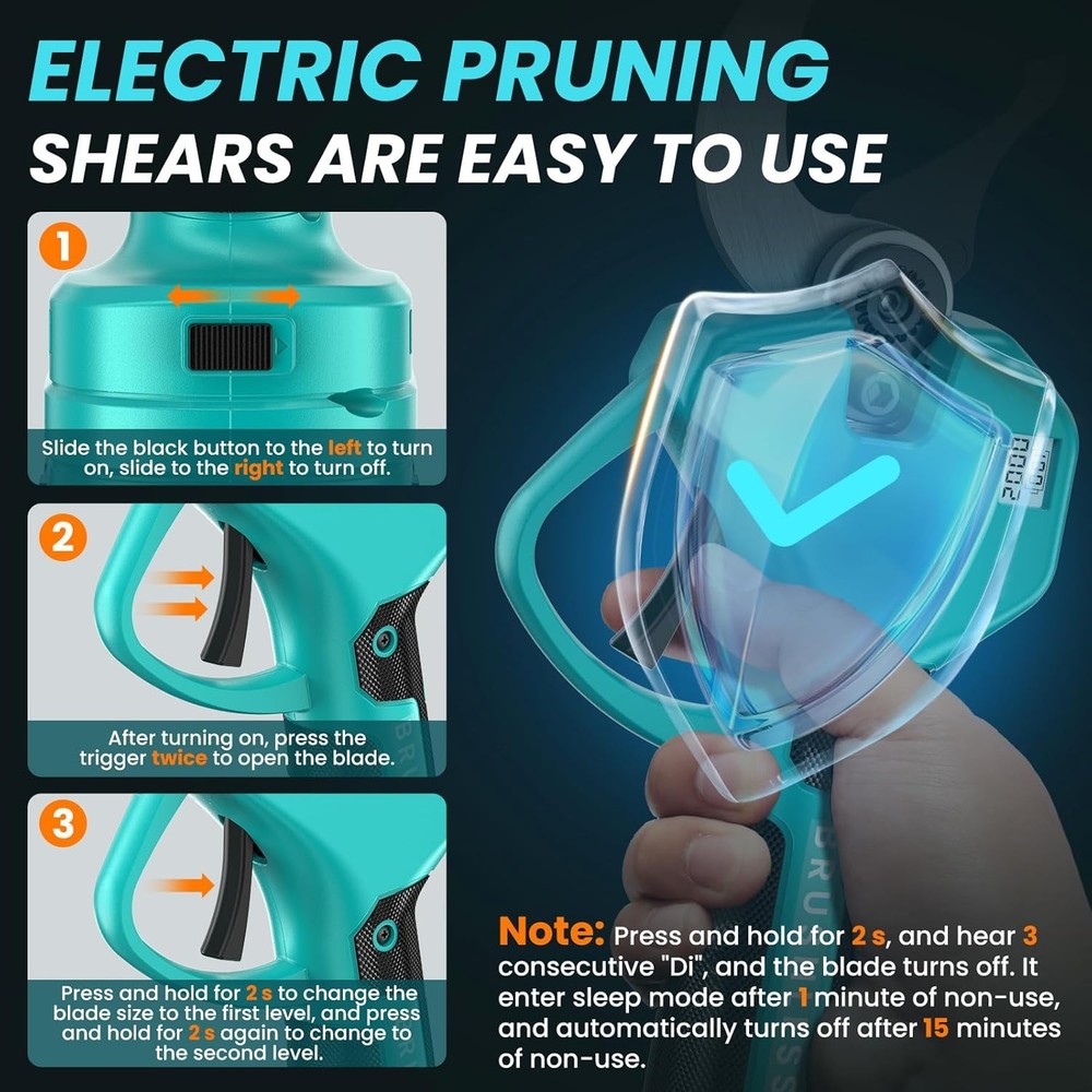 Electric Pruning Shears Cordless Pruner Shears Brushless 2.6 Inch Opening Size C
