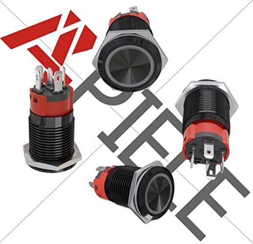 16mm Momentary Black Push Button Switch On Off Black Shell Black Shell-Blue