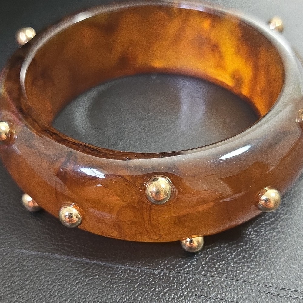 Vintage Bakelite Bangle with Gold-Tone Studs