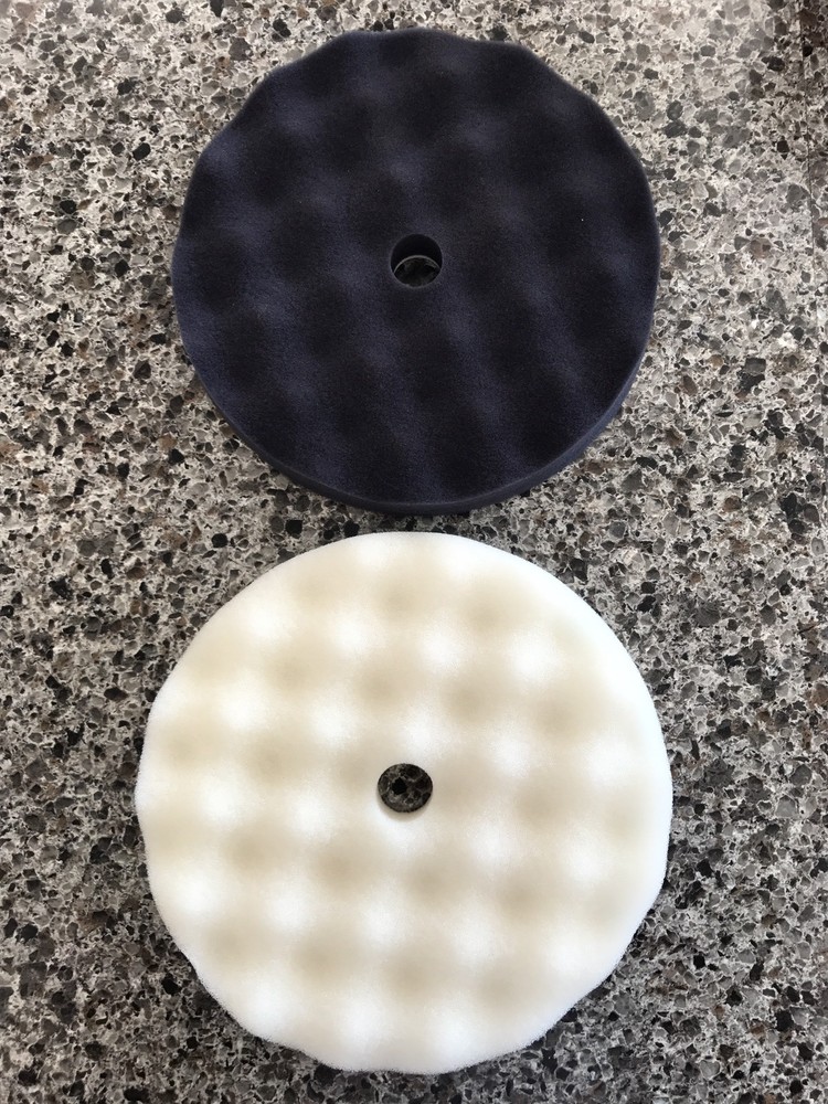 8" Waffle Foam White Compounding & Black Finishing Buffing Pad Combo Pack