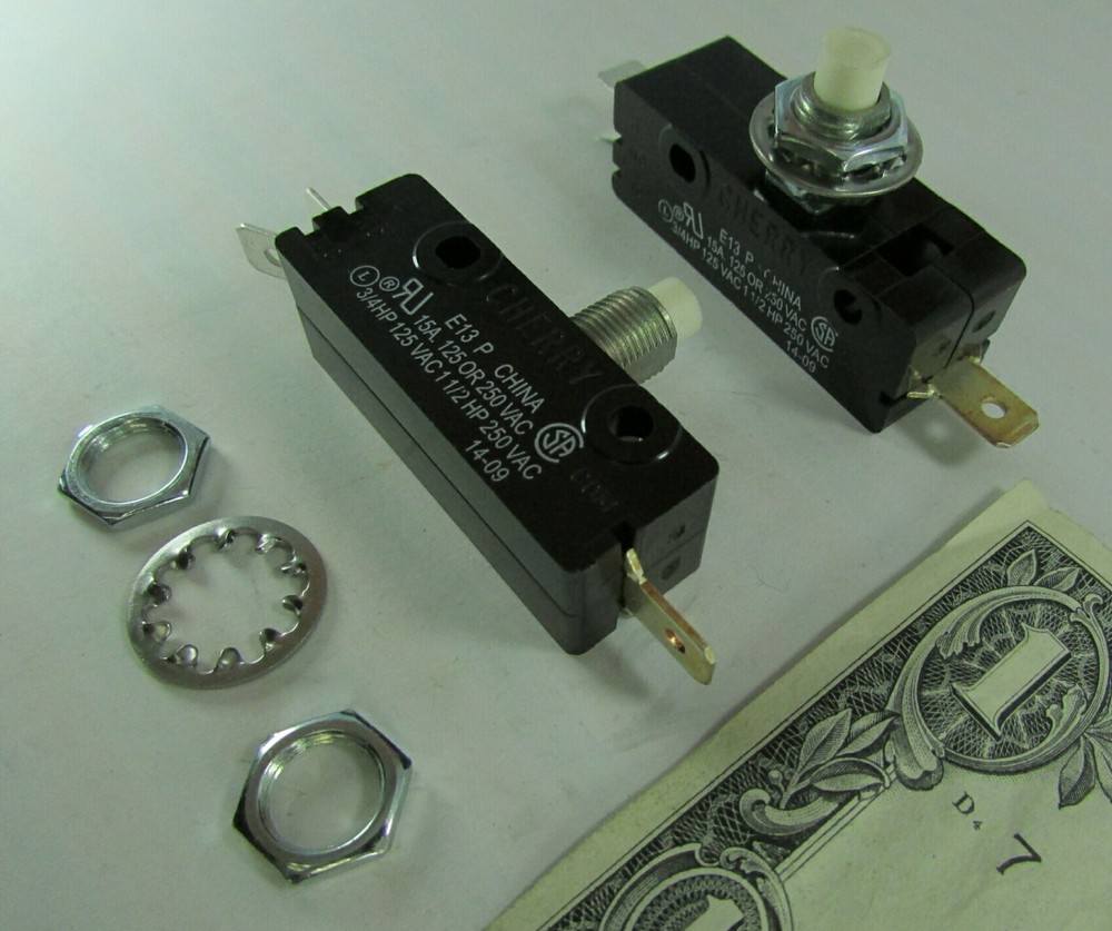 Lot 2 Cherry E13 15A Normally Open/Closed Pushbutton Switch 125/250 VAC E13-65L0